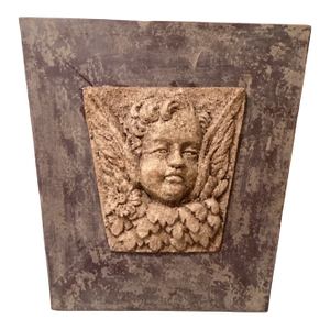 Vintage Wall Plaque Featuring Carved Angel Putti in Wood Italy