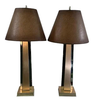 1940s Art Moderne Annodized Aluminum and Chrome Lamps - a Pair