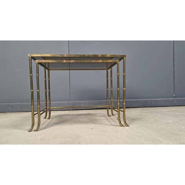 Brass Faux Bamboo Nesting Tables, 1960s, Set of 2 For Sale - Image 9 of 12