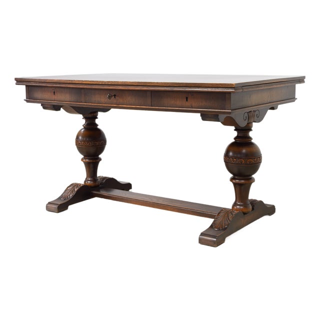 Antique Danish Oak Writing Desk, 1900s For Sale