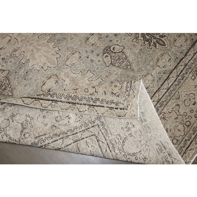 Traditional Antique Tabriz Botanical Distressed Rug - 9'1" x 10'5" For Sale - Image 3 of 9