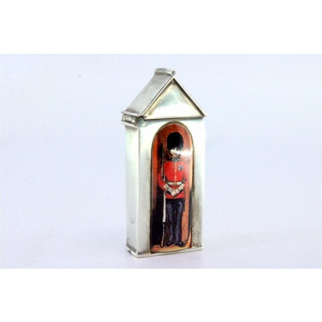 Silver Matchbox with English Guard Figure in Enamel For Sale - Image 3 of 8