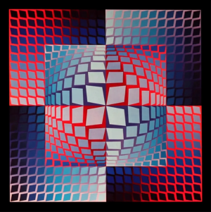 1970s Victor Vasarely Progression 1-3, Optic Art