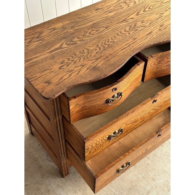 Late 19th Century Antique Serpentine Oak Chest of Drawers For Sale - Image 10 of 18
