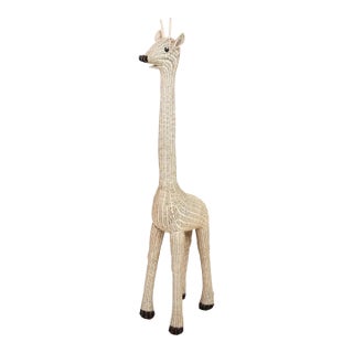 Large Wicker Rattan Standing Giraffe For Sale