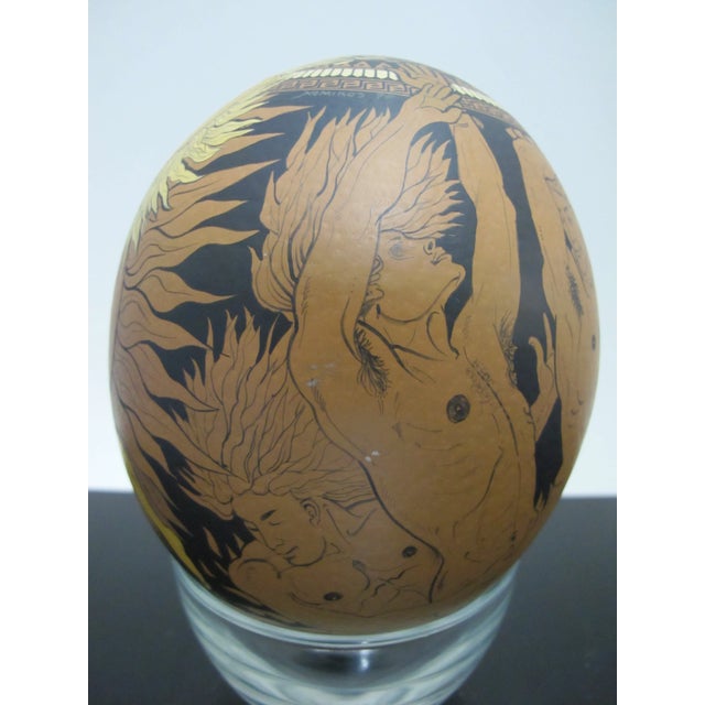 Yiannis Nomikos Homoerotic Mythology Large Trojan Painting Art Ostrich Egg 1979 For Sale - Image 4 of 12