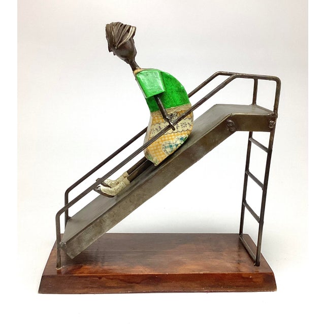 Folk Art Vintage Folk Art Sculpture by Manuel Felguerez of Girl on Slide For Sale - Image 3 of 8