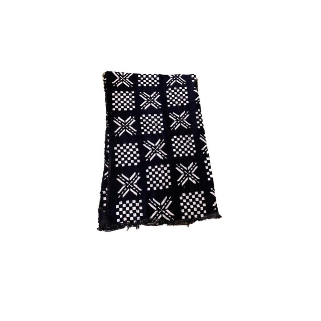 African Vintage Malian Black & White Mud Cloth Textile 65" by 42" For Sale - Image 3 of 6
