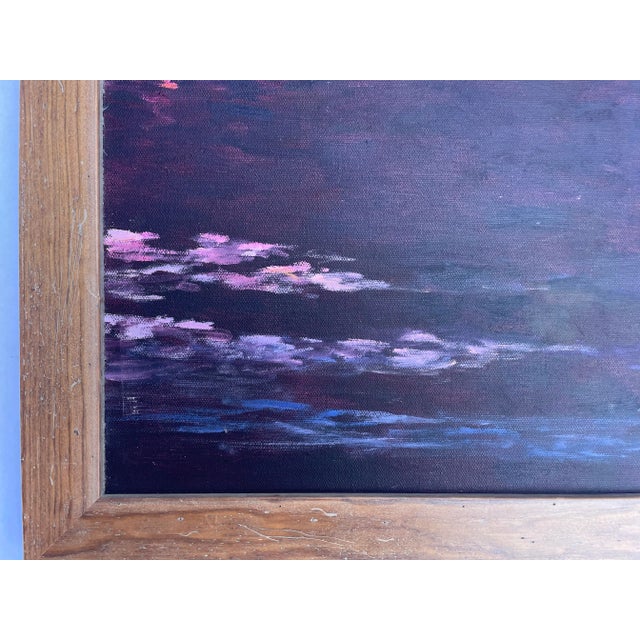 Mid 20th Century Landscape Painting of a Lake at Dusk For Sale - Image 4 of 5