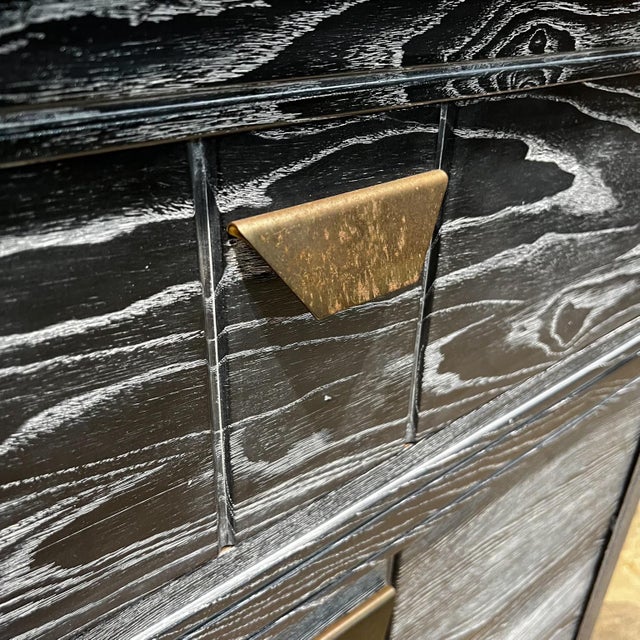 1940s Starline Los Angeles Hollywood Cerused Oak Tall Highboy Dresser