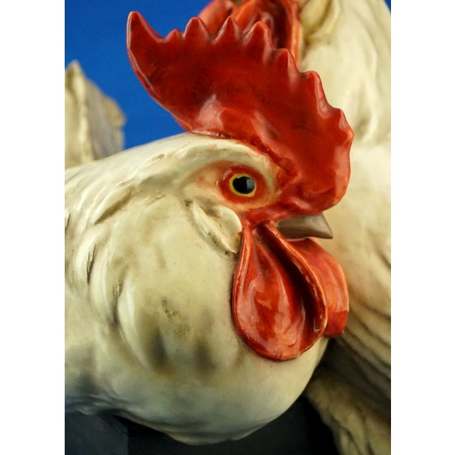 Large 20th Century Sculpture of a Pair of Roosters in Stoneware Ceramic by Guido Cacciapuoti, Italy For Sale - Image 16 of 18