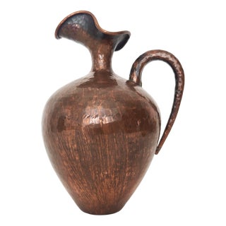 Small Vintage Embossed Copper Pitcher Vase by Egidio Casagrande, 1950s For Sale