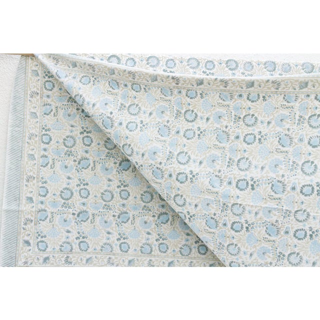 1990s Coastal Breeze Bloom, Hand Blockprint Cotton Coverlet For Sale - Image 5 of 6