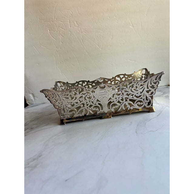 Antique Forbes Silver Co #43 Silver Plate Monogram "S" Rectangle Bowl For Sale In Raleigh - Image 6 of 7
