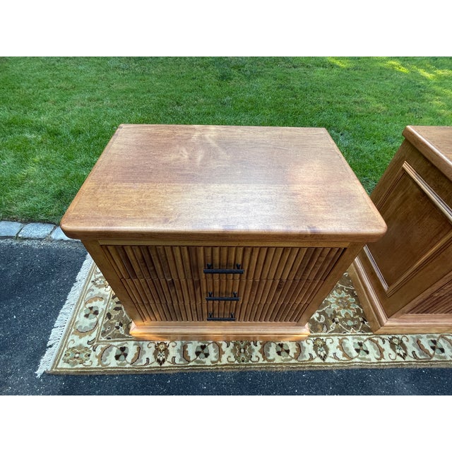 1990s Premium 3-Piece Fluted Maple Set - Credenza/Dresser & Pair of End Tables/Nightstands For Sale - Image 13 of 14