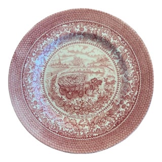 1970s Johnson Bros. “Four Seasons – Summer (On the Home Farm)” Red Transferware Plate For Sale