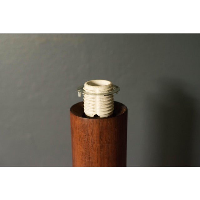 Vintage Sculptural Scandinavian Walnut and Glass Accent Table Lamp For Sale - Image 15 of 15