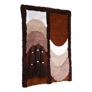 Mid-Century Modern German Handmade Wool Tapestry Wall Rug, 1970s For Sale