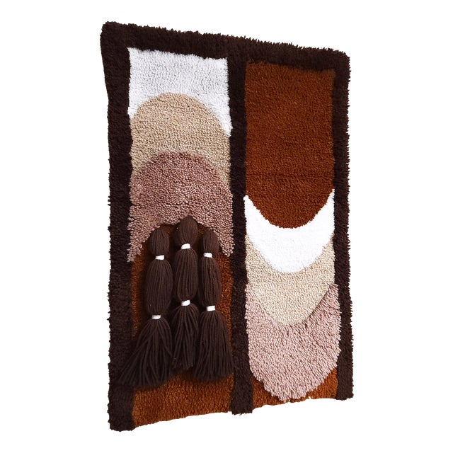 Mid-Century Modern German Handmade Wool Tapestry Wall Rug, 1970s For Sale