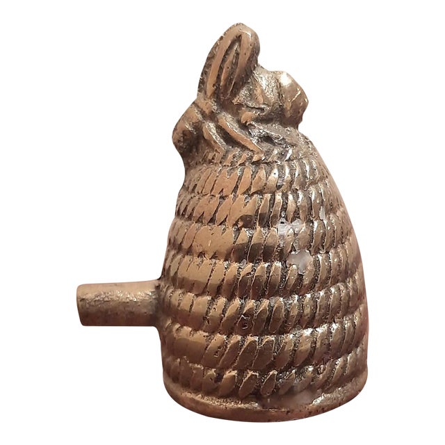 Vintage Brass Bee on Hive Candle Snuffer For Sale