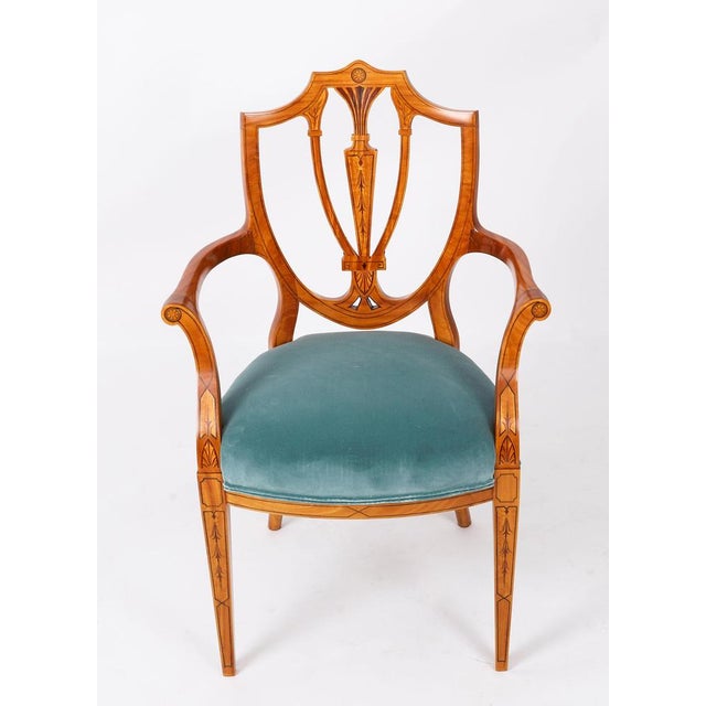 Antique Shield Back Satinwood Dining Chairs from Cowtan & Sons, 19th Century, Set of 8 For Sale - Image 4 of 18