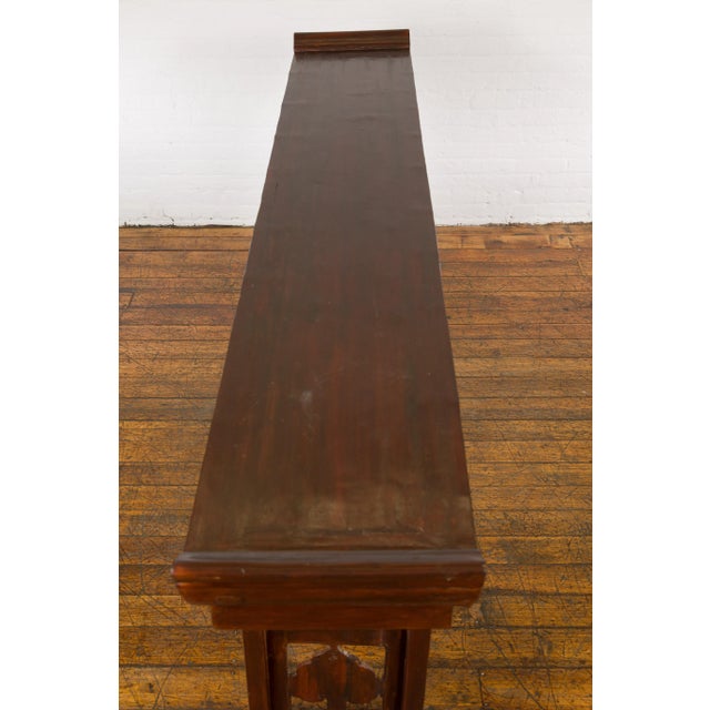 Chinese Late Qing Dynasty Altar Console Table with Lateral Pierced Tree Motifs For Sale - Image 12 of 13