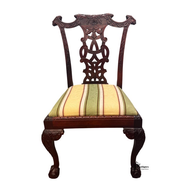 Vintage Chippendale Style Dining / Accent Chair featuring High Quality Mahogany Construction, Beautiful Carved Back Splat,...