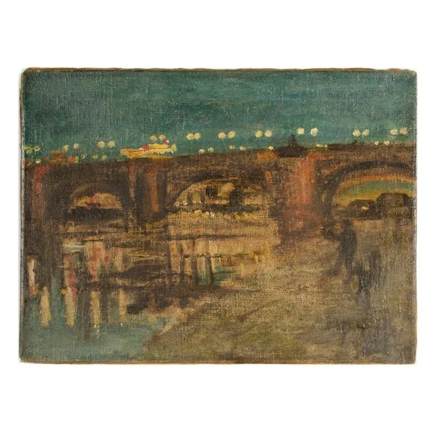 "Augustusbrücke" Oil Painting of a Bridge in Dresden at Night, Late 19th Century. For Sale - Image 12 of 12