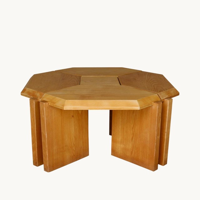 Modular Coffee Tables in Light Oak. France, 1970s, Set of 5 For Sale - Image 6 of 9
