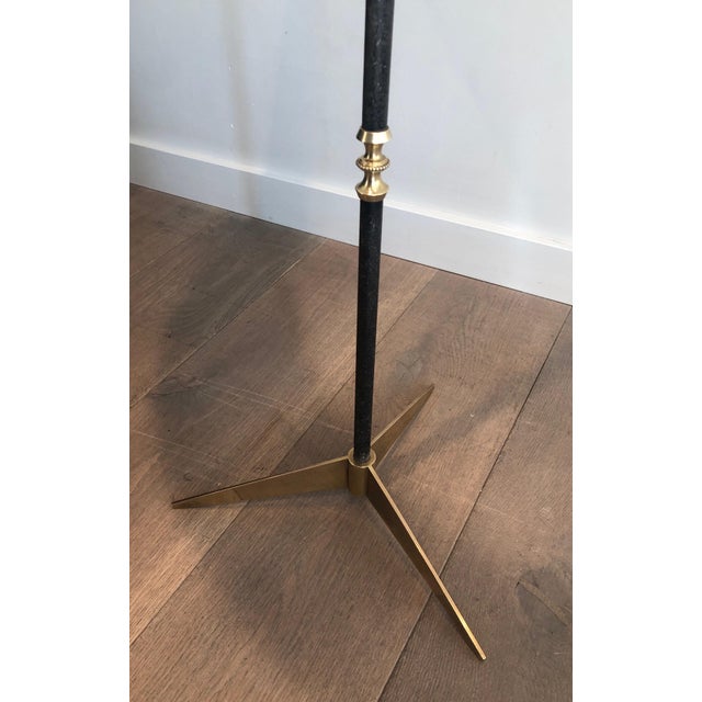Metal 1940s French Brushed Steel and Brass Floor Lamp For Sale - Image 7 of 12
