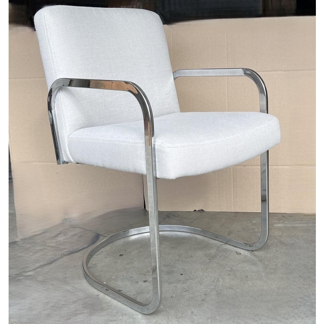 Set of 2 1960s Mid-Century Modern Chrome Cantilever Armchairs – Restored & Reupholstered For Sale - Image 10 of 15