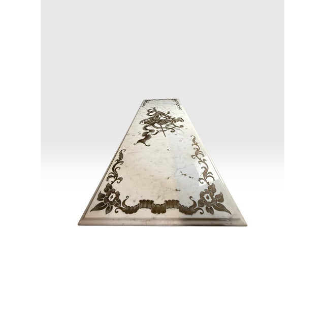 Vintage Italian Neoclassical Etched Marble and Gilt Brass Low Coffee Table For Sale - Image 16 of 17