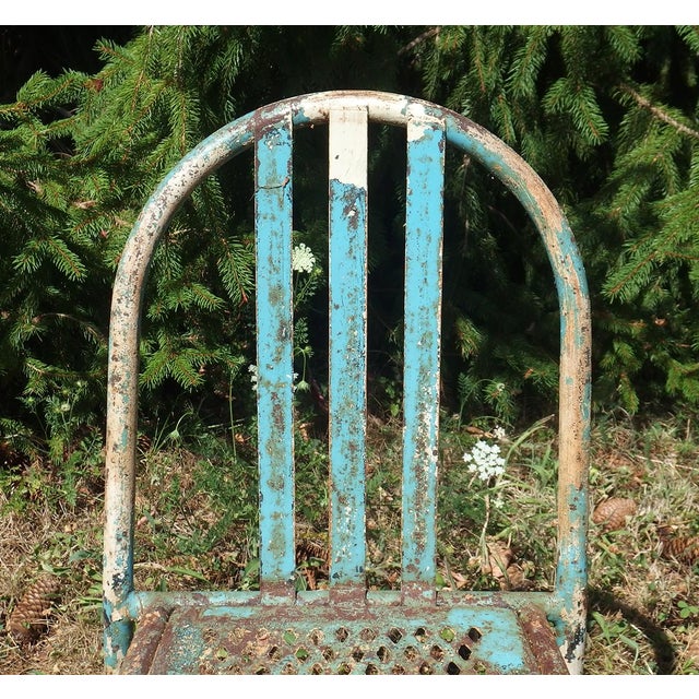 Blue Iron Chair by Robert Mallet-Stevens for Tubor, 1920s For Sale - Image 8 of 11
