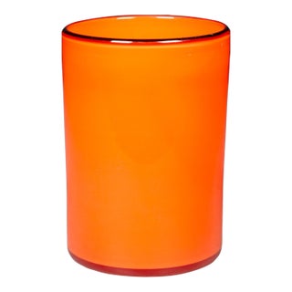 Mid-Century Orange Vase With Black Rim c.1960 For Sale