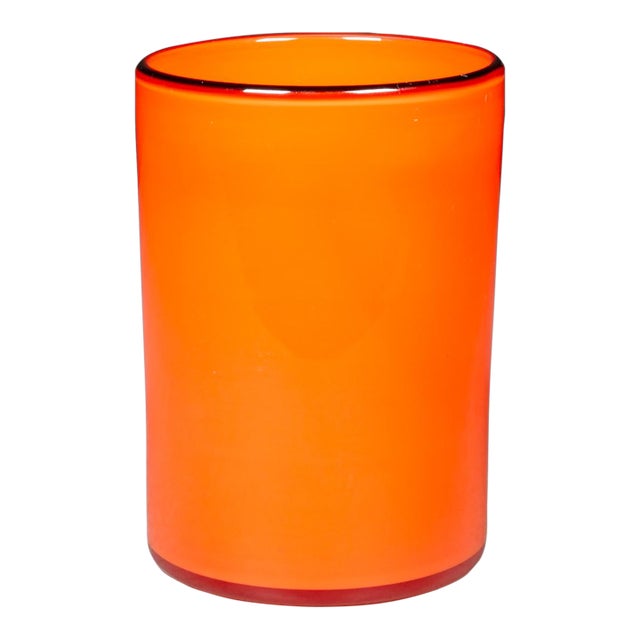 Mid-Century Orange Vase With Black Rim c.1960 For Sale