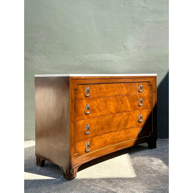 Vintage Neoclassical Marble Topped Concave Chest of Drawers For Sale - Image 11 of 12