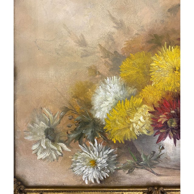 Gold Still Life Oil Painting of Flowers 20th Century, Signed j.e. Cook For Sale - Image 8 of 9