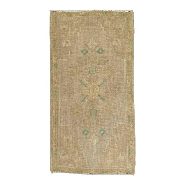Turkish Mini Rug Oriental Hand Knotted Vintage Rug 1'8" x 3'3" #21071 For Sale
