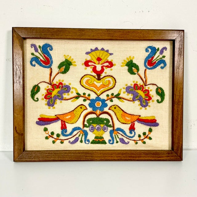 1930s Vintage Gustavian Arts & Crafts Americana Needlepoint Yarn Sampler, Framed. For Sale - Image 10 of 15