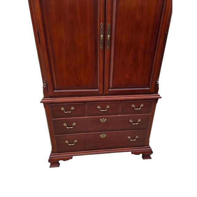 Brown 1990s Thomasville Collectors Cherry Dresser High Chest on Chest Armoire Wardrobe For Sale - Image 8 of 12