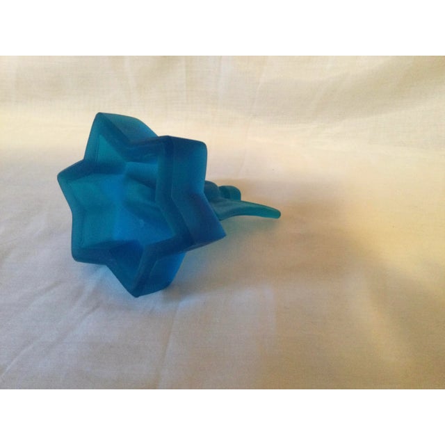 Vintage Turquoise Blue Frosted Glass Angel Candler Holder For Sale - Image 6 of 9