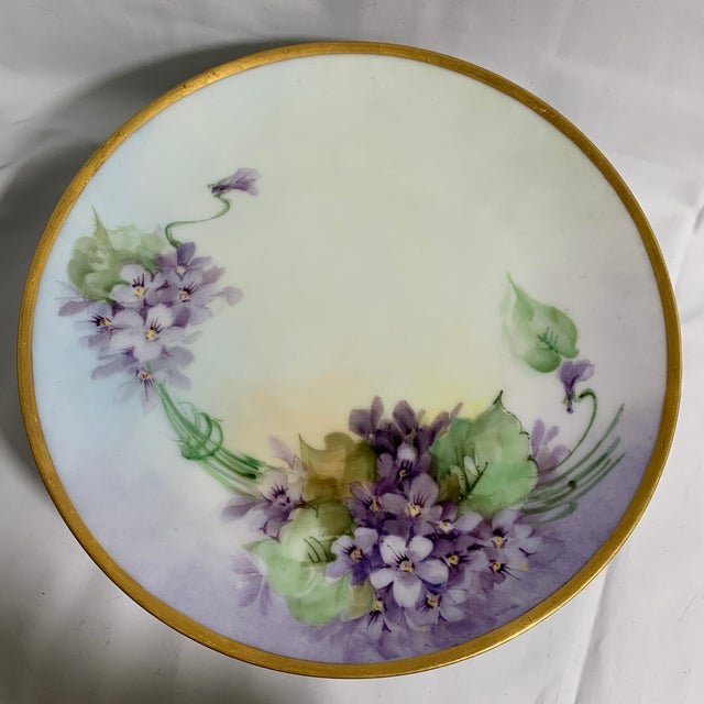 Art Nouveau Antique Thomas Bavaria Violet Plates Set of 5 For Sale - Image 3 of 6
