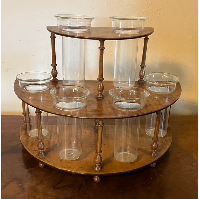 English Tiger Maple Two Tier Flower Holder Bud Vase Frog For Sale - Image 16 of 18