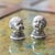 Antique 19th Century Victorian very rare pair of novelty cast solid silver table salt & pepper, realistically modelled as...