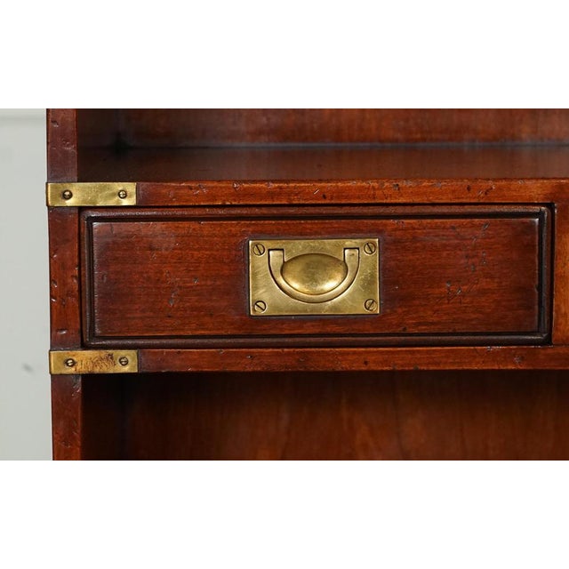 Gold Kennedy Three Drawers Burr Yew Wood & Brass Military Bookcase from Harrods London For Sale - Image 8 of 16