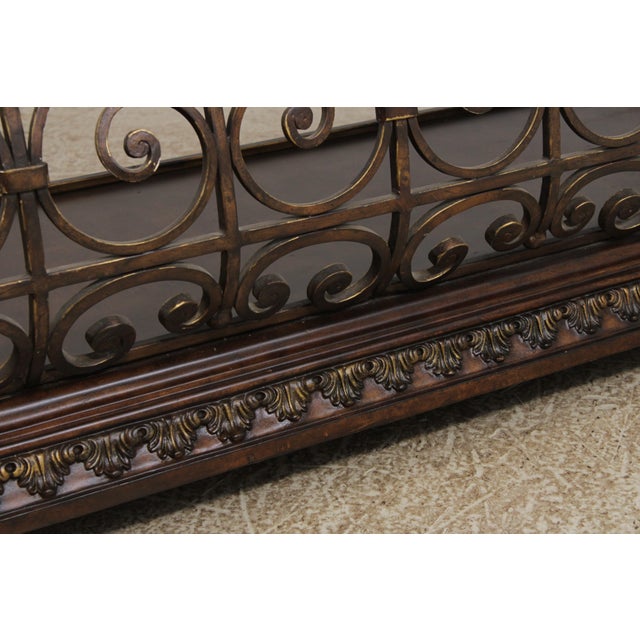 Designer Metal Base Leather Top Console Table For Sale - Image 12 of 18