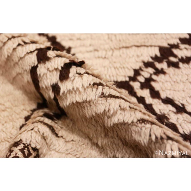 Mid 20th Century Nazmiyal Collection Wide Hallway Vintage Moroccan Beni Ourain Rug For Sale - Image 5 of 6