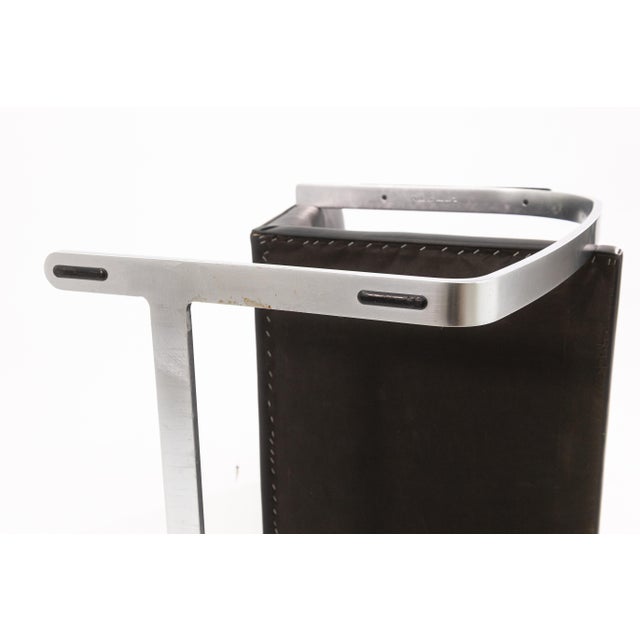 Set of 6 Mies Van Der Rohe for Knoll Brno Brushed Steel Black Leather Armchairs For Sale - Image 11 of 11