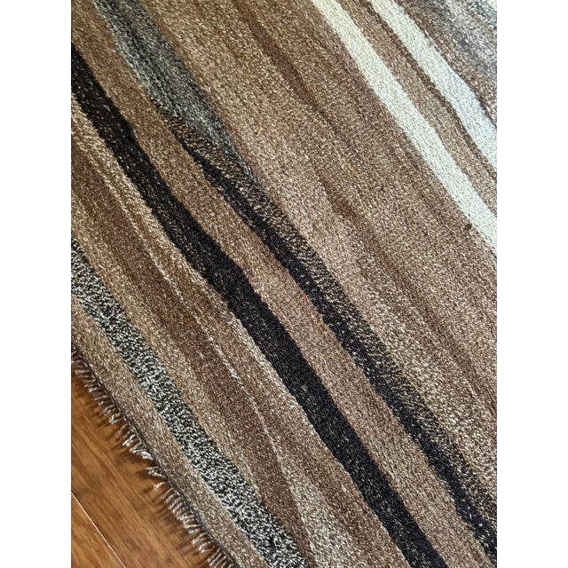 1960s Vintage Striped Kilim | Undyed Organic Wool | 4'3" X 7'11" For Sale - Image 5 of 5