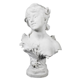 Auguste Moreau, Portrait Bust, 19th Century, Carrara Marble Sculpture For Sale